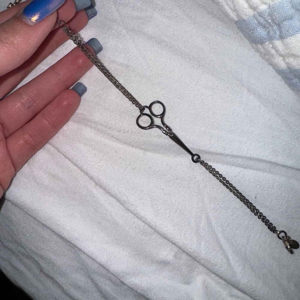 Silver Scissors Pendant Bracelet